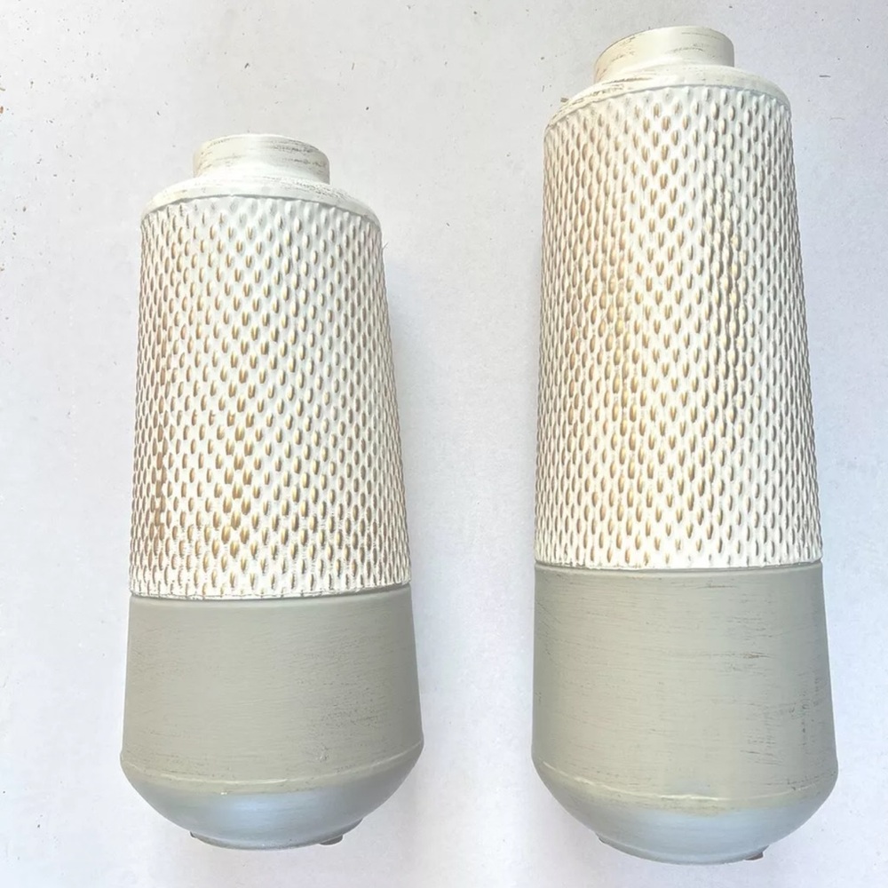 NEW GLITZHOME Farmhouse Modern Vase Set Of 2 16 & 18" Metal Large Contemporary